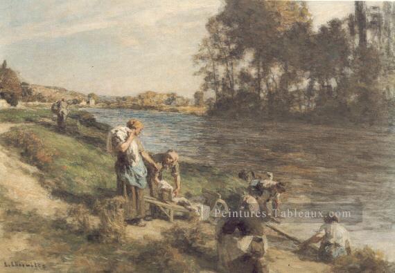 Laveuses au bord de la Marne scènes rurales paysan Léon Augustin Lhermitte Peintures à l'huile